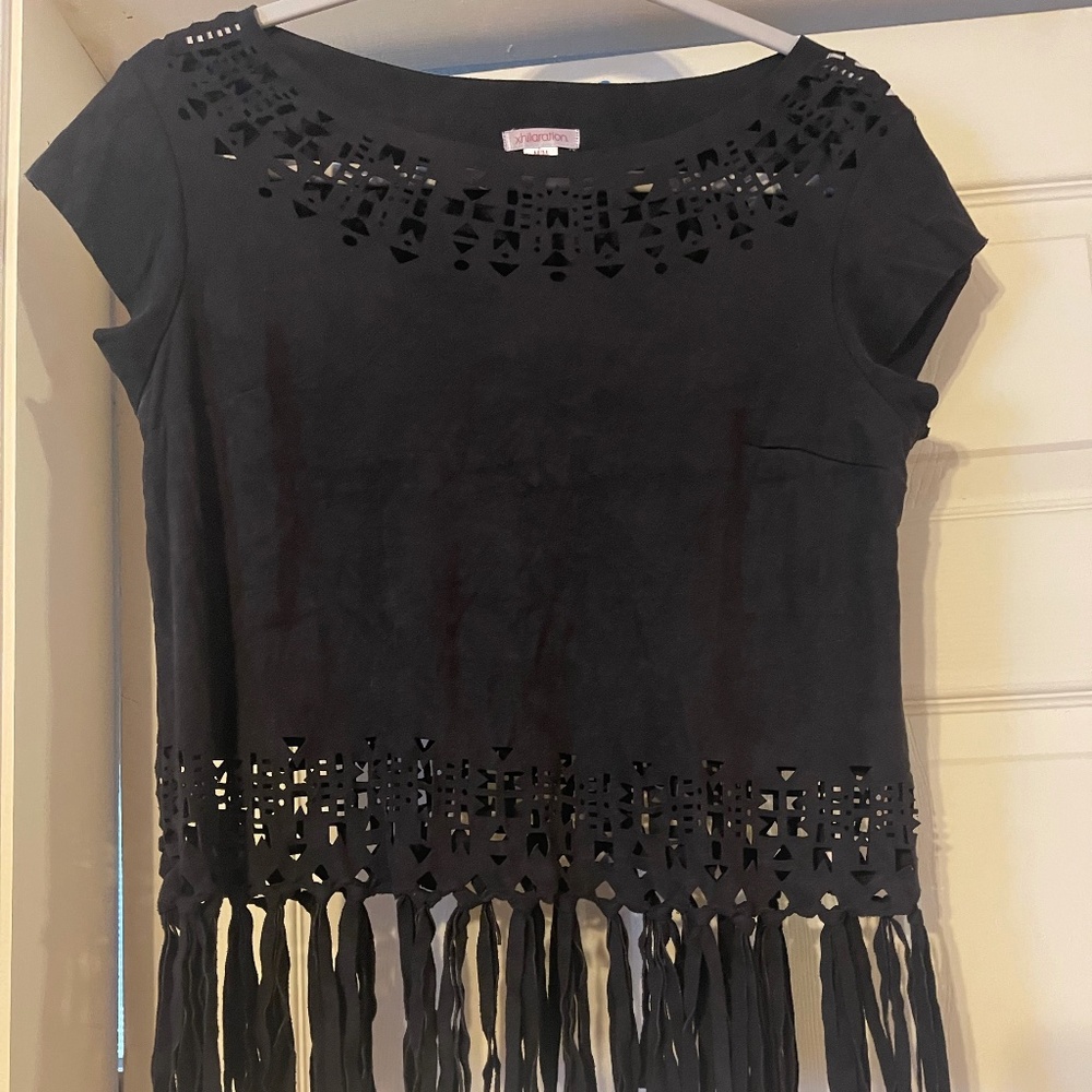 Fringe Cropped Suede Top